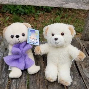 Two vintage Snuggle teddy bears, teeny bean bear, stuffed plush, plushie